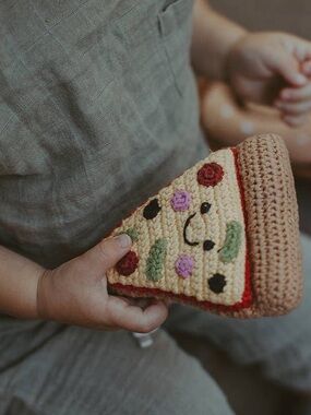 Pizza Hand-Crocheted Pretend Play Food Toy Rattle